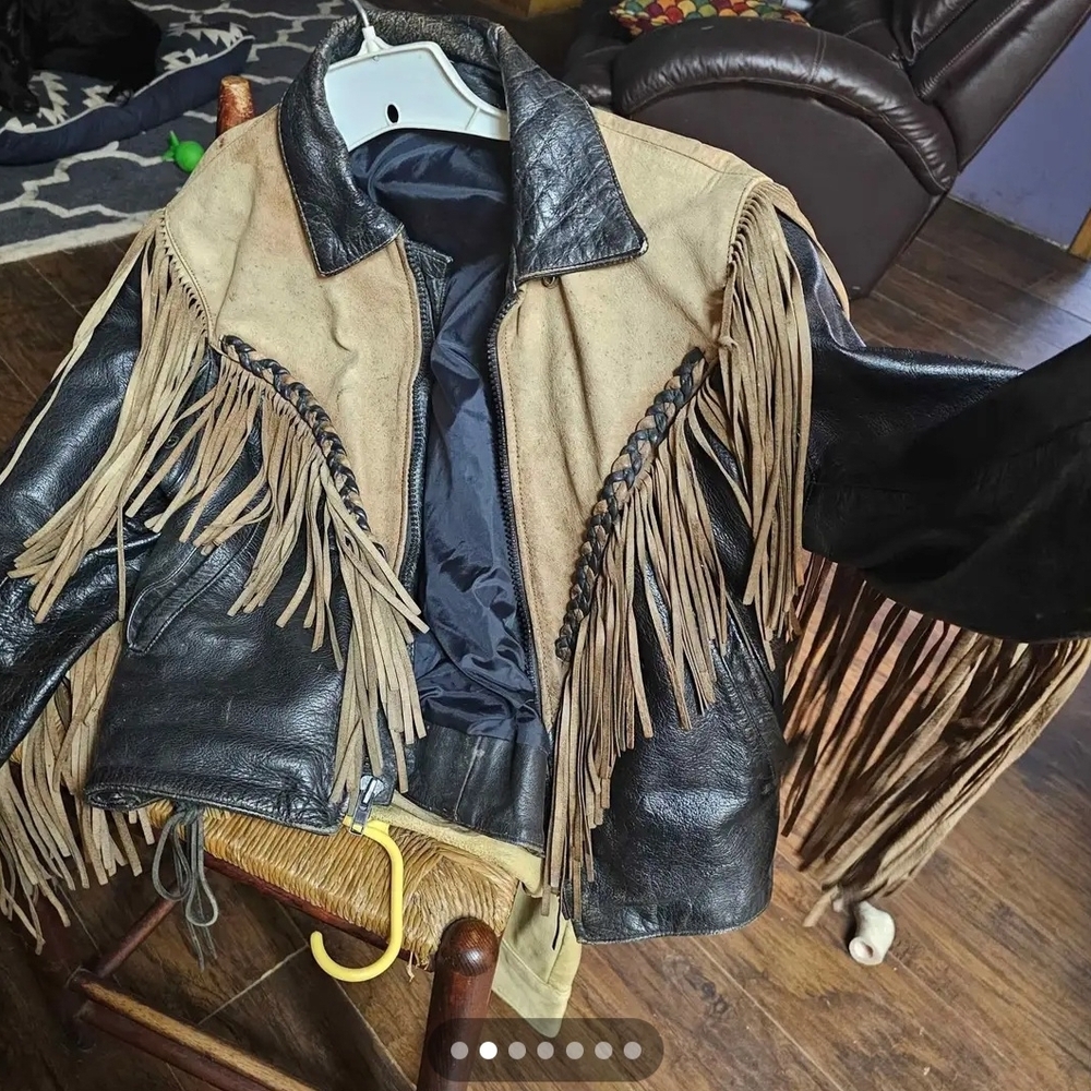 Black and Tan Fringe Leather Jacket
